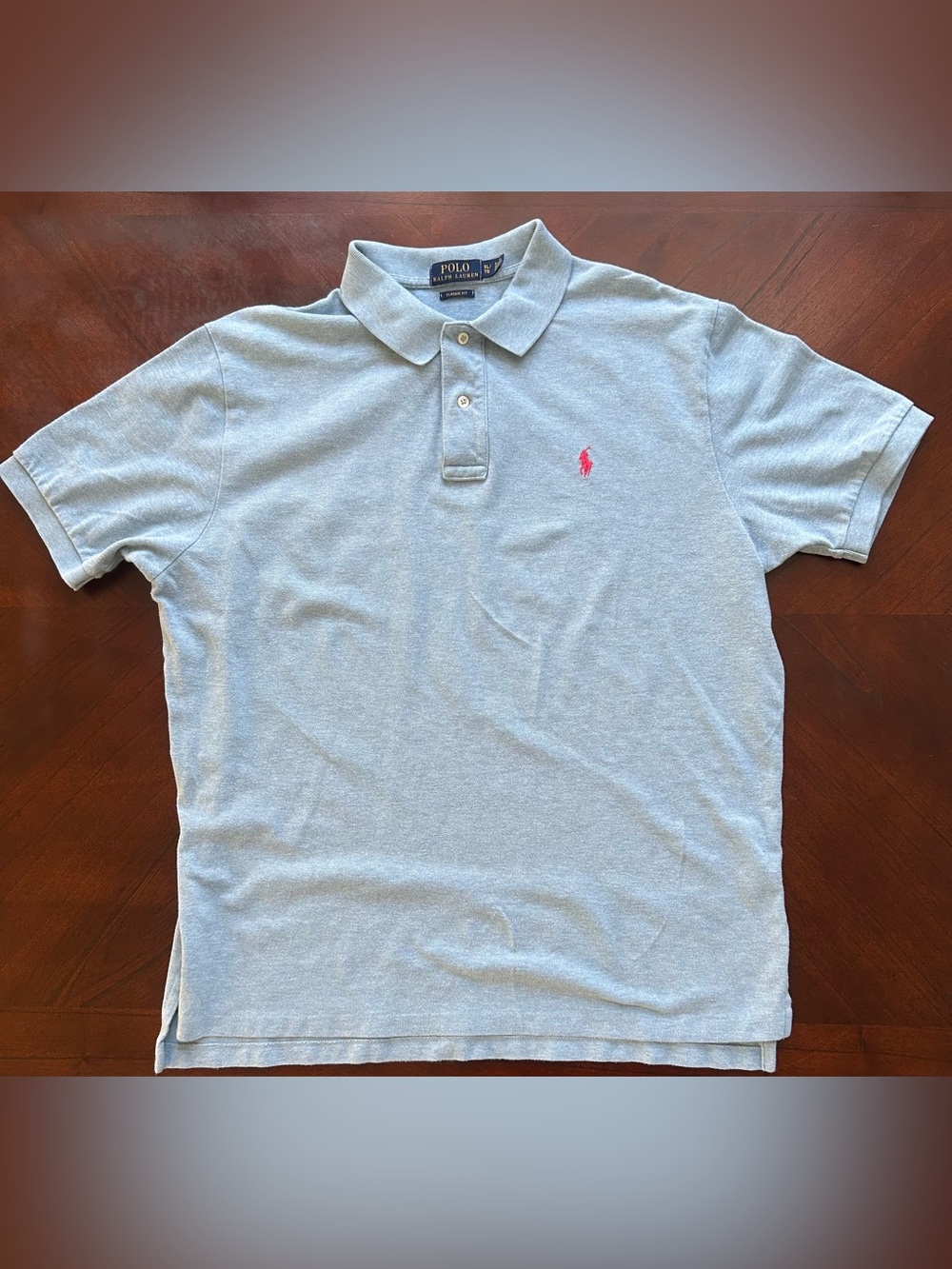 Polo by Ralph Lauren Light Blue Polo with Pink Pony Logo size XL